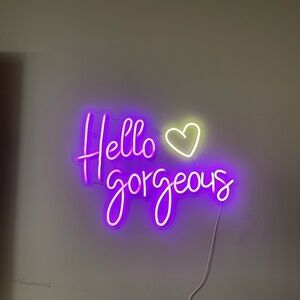 Hello Gorgeous Heart Neon purple/pink warm light Party/Bday/Bachelorette Decor💕